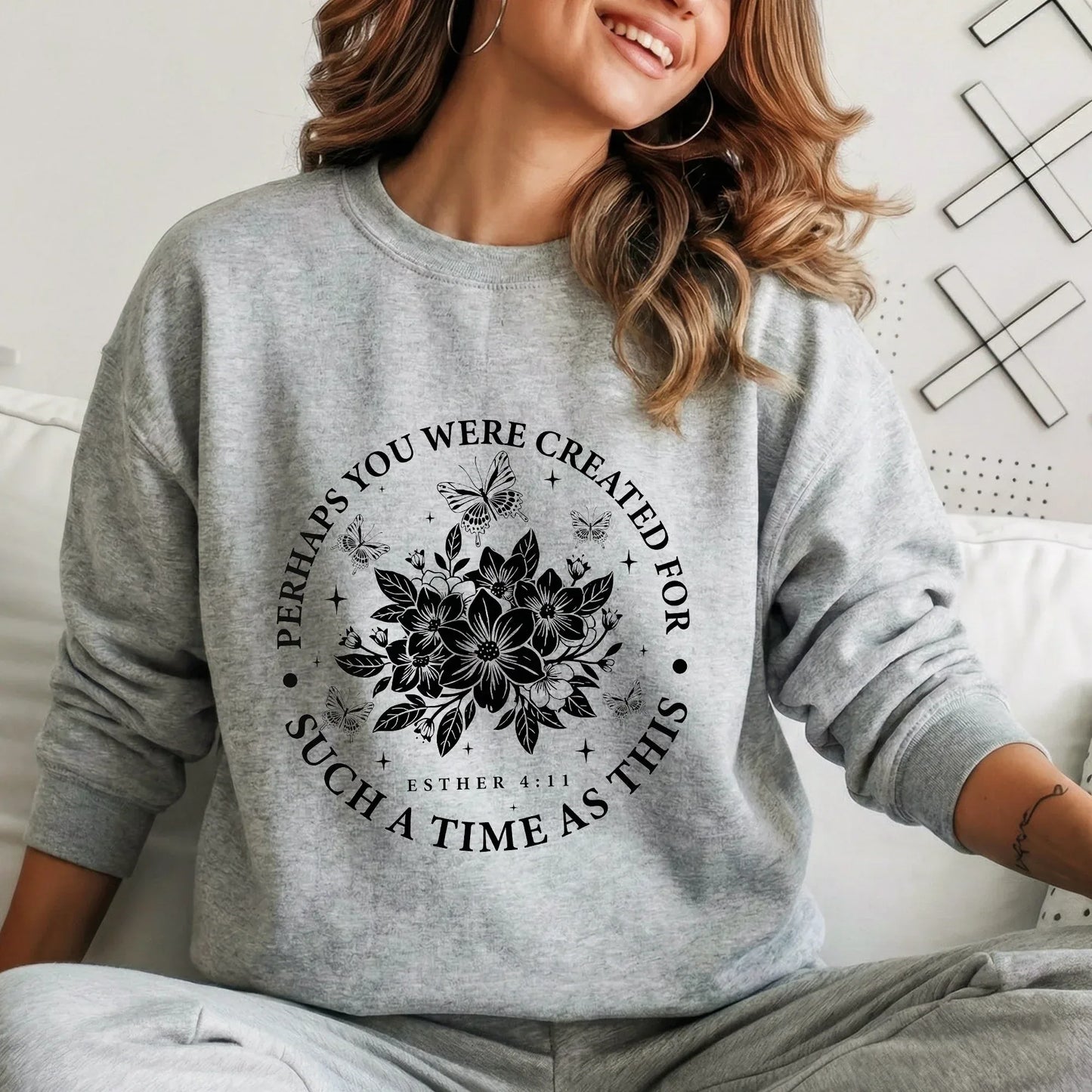 Created For Such A Time As This Butterfly Floral Design – Faith Floral – Unisex Tshirt / Hoodie / Sweatshirt - Faith Guided Life
