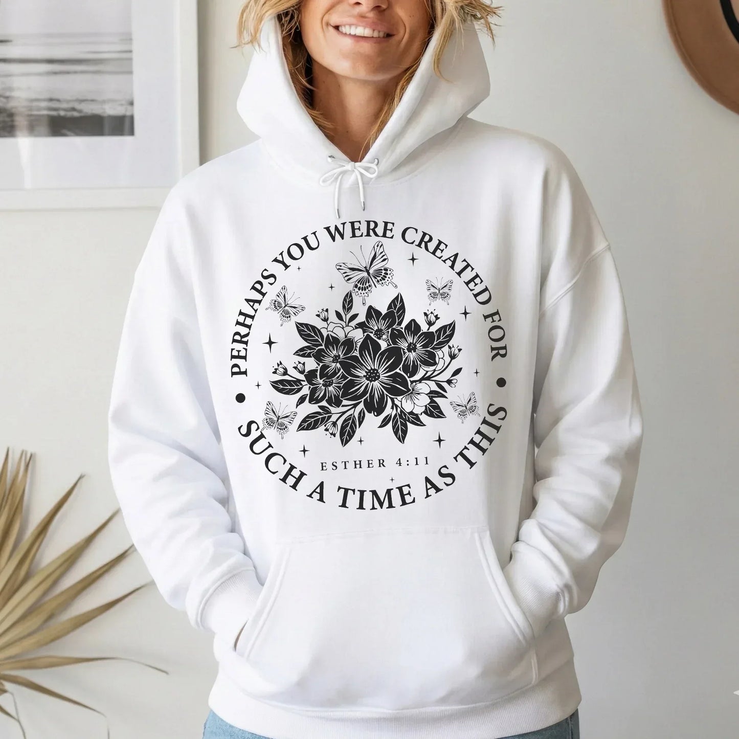Created For Such A Time As This Butterfly Floral Design – Faith Floral – Unisex Tshirt / Hoodie / Sweatshirt - Faith Guided Life