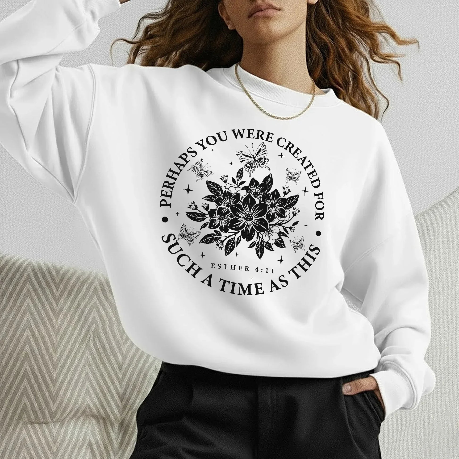 Created For Such A Time As This Butterfly Floral Design – Faith Floral – Unisex Tshirt / Hoodie / Sweatshirt - Faith Guided Life