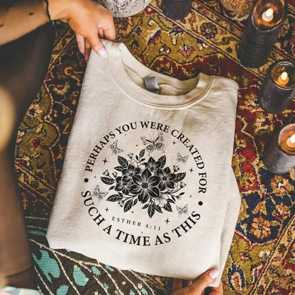 Created For Such A Time As This Butterfly Floral Design – Faith Floral – Unisex Tshirt / Hoodie / Sweatshirt - Faith Guided Life