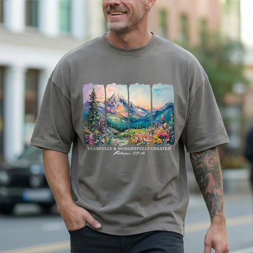 [COMFORT T-SHIRT] Fearfully & Wonderfully Created Mountain Landscape – Landscape of Creation - Faith Guided Life