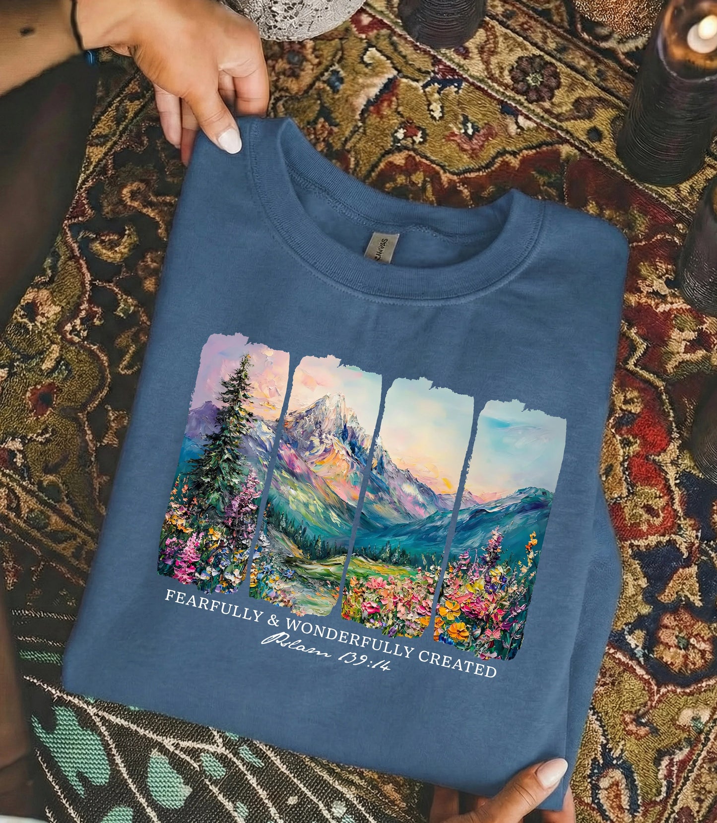 [COMFORT T-SHIRT] Fearfully & Wonderfully Created Mountain Landscape – Landscape of Creation - Faith Guided Life