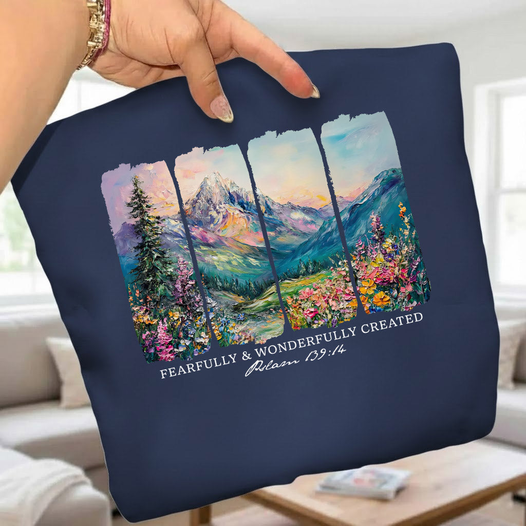 Fearfully & Wonderfully Created Mountain Landscape - V-Neck Christian Shirt