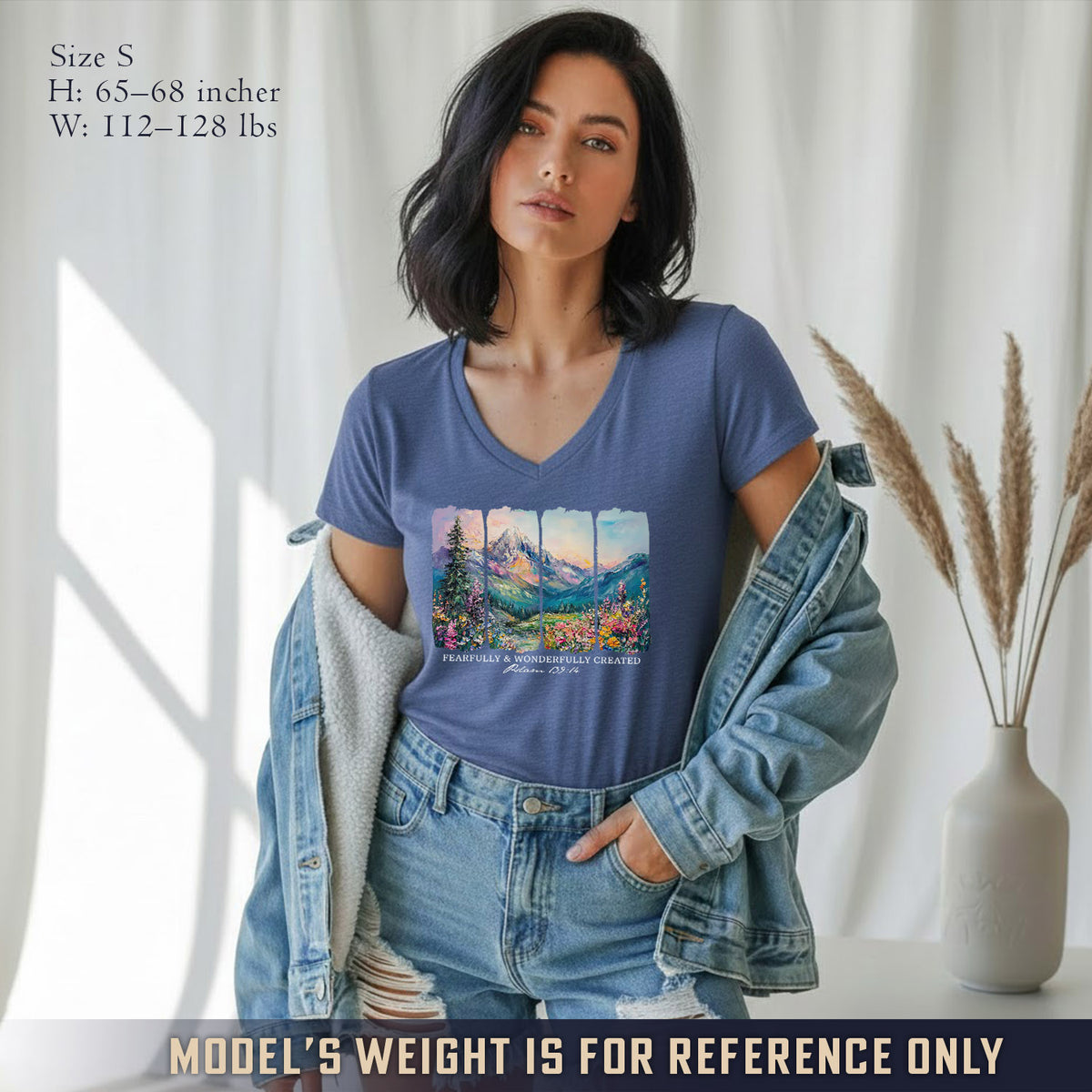 Fearfully & Wonderfully Created Mountain Landscape - V-Neck Christian Shirt