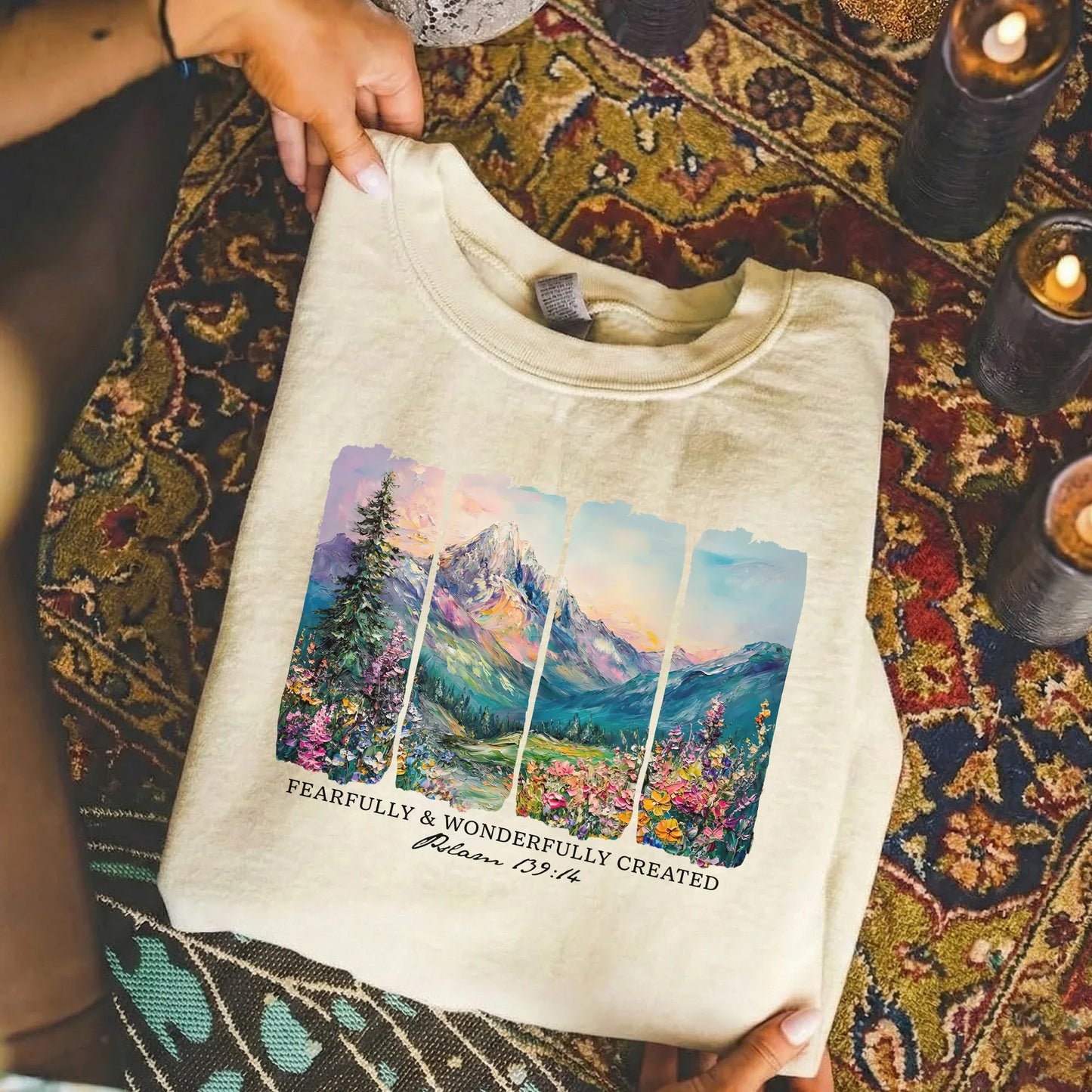 [COMFORT T-SHIRT] Fearfully & Wonderfully Created Mountain Landscape – Landscape of Creation - Faith Guided Life