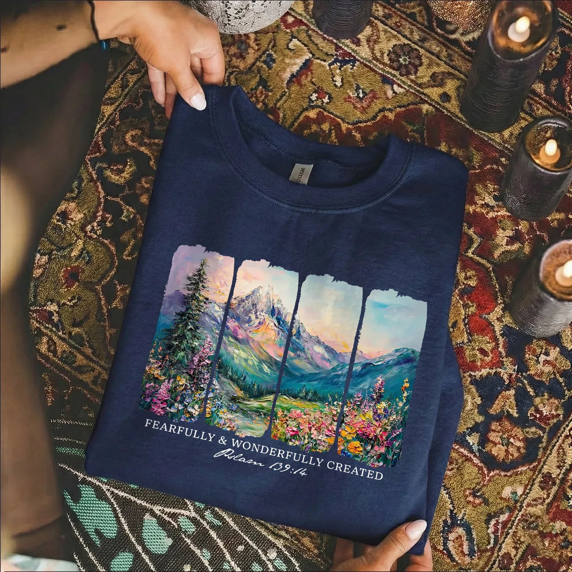 [COMFORT T-SHIRT] Fearfully & Wonderfully Created Mountain Landscape – Landscape of Creation - Faith Guided Life