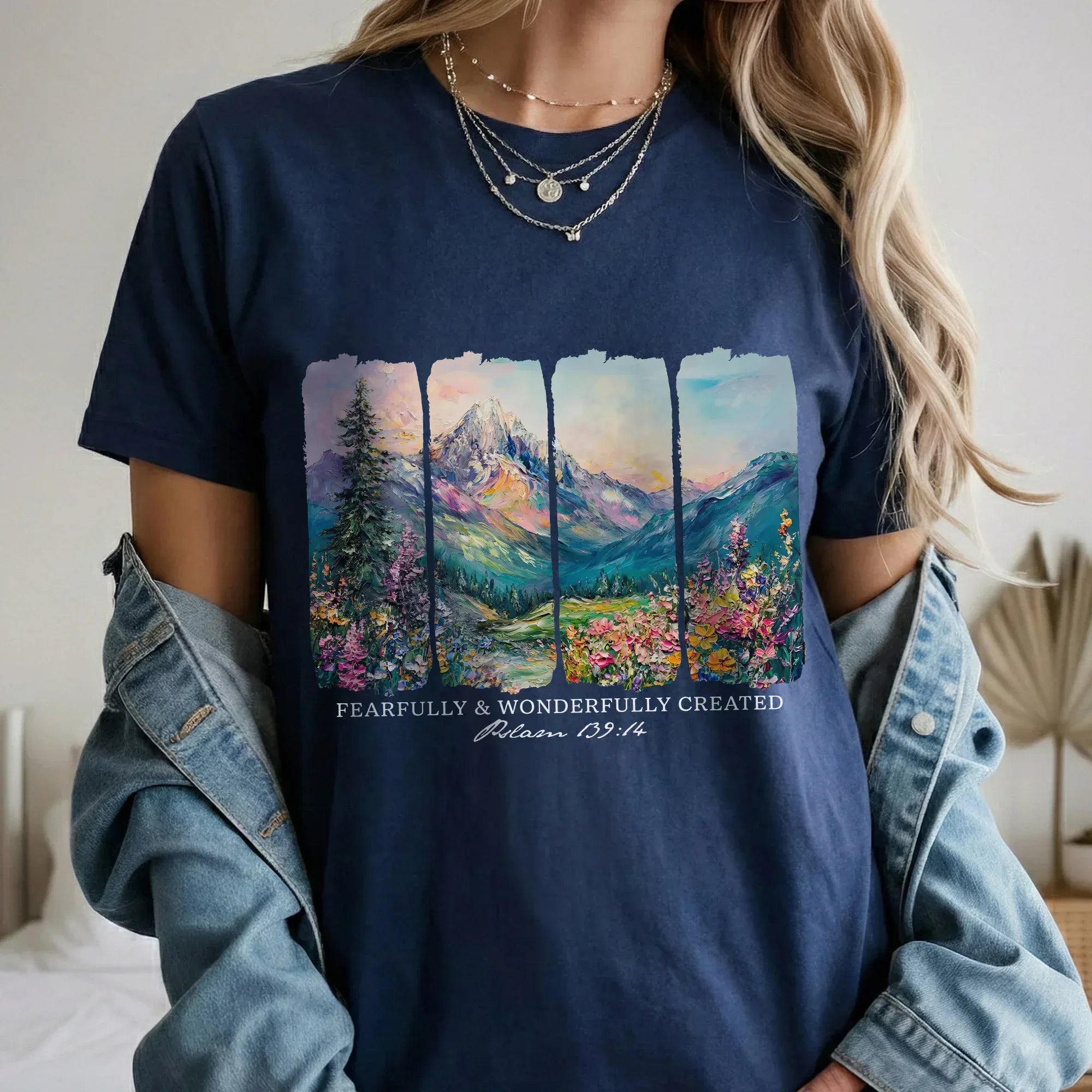 [COMFORT T-SHIRT] Fearfully & Wonderfully Created Mountain Landscape – Landscape of Creation - Faith Guided Life