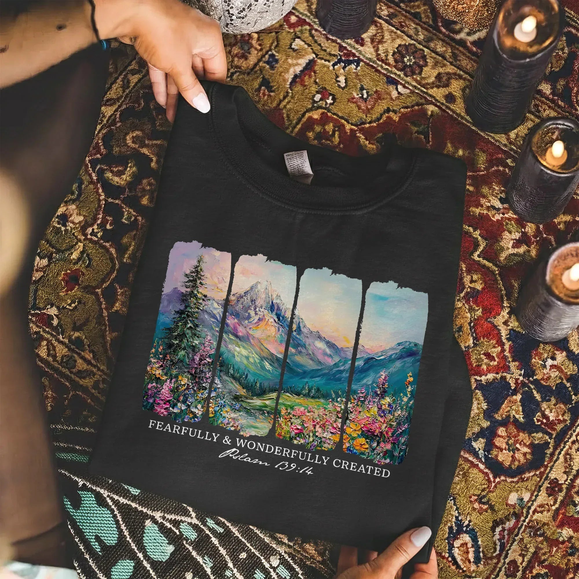 [COMFORT T-SHIRT] Fearfully & Wonderfully Created Mountain Landscape – Landscape of Creation - Faith Guided Life