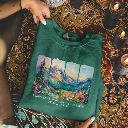 Fearfully & Wonderfully Created Mountain Landscape – Landscape of Creation – Unisex Tshirt / Hoodie / Sweatshirt - Faith Guided Life
