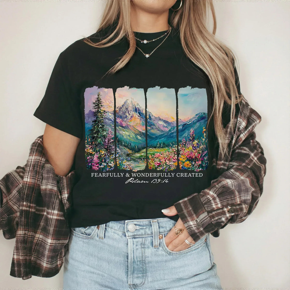 [COMFORT T-SHIRT] Fearfully & Wonderfully Created Mountain Landscape – Landscape of Creation - Faith Guided Life