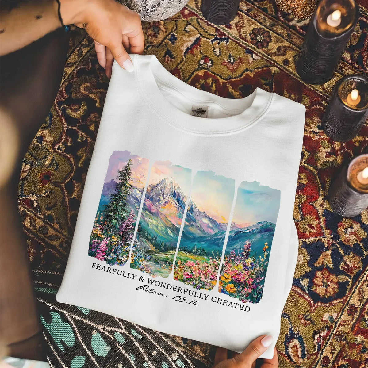 [COMFORT T-SHIRT] Fearfully & Wonderfully Created Mountain Landscape – Landscape of Creation - Faith Guided Life