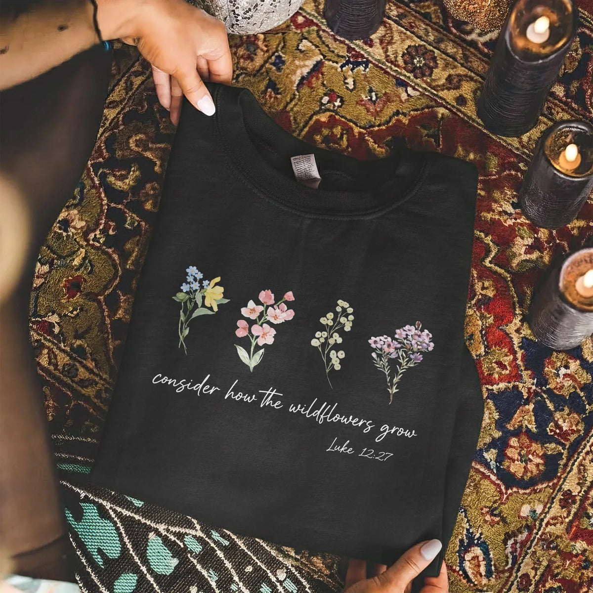 Consider How the Wildflowers Grow Floral Landscape – Faith Floral – Unisex Tshirt / Hoodie / Sweatshirt - Faith Guided Life