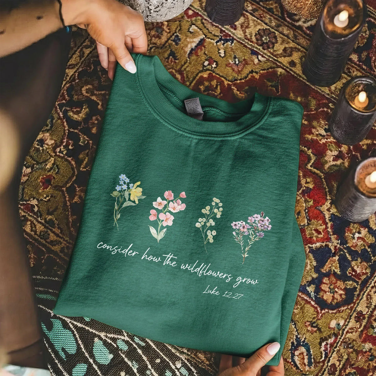 Consider How the Wildflowers Grow Floral Landscape – Faith Floral – Unisex Tshirt / Hoodie / Sweatshirt - Faith Guided Life