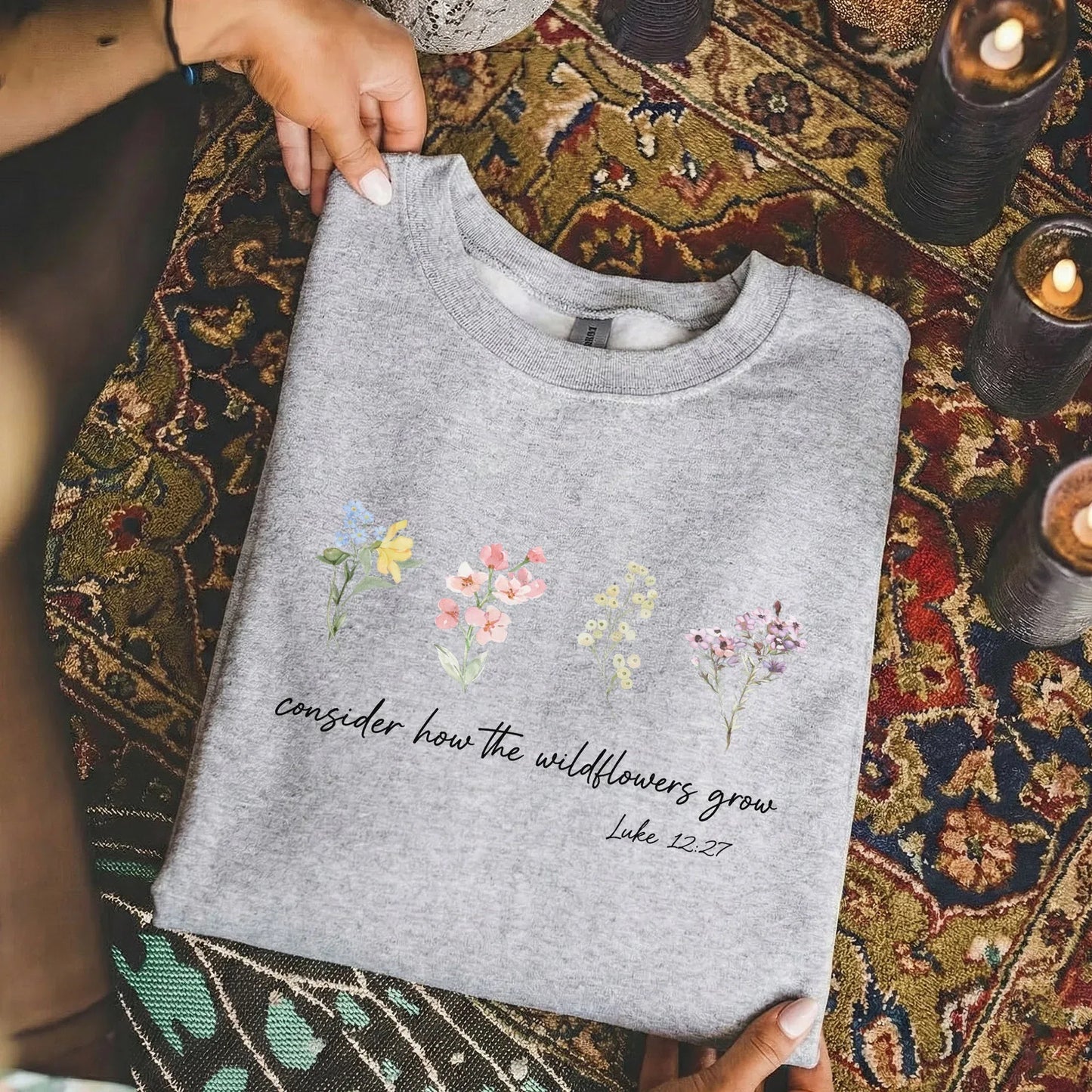 Consider How the Wildflowers Grow Floral Landscape – Faith Floral – Unisex Tshirt / Hoodie / Sweatshirt - Faith Guided Life