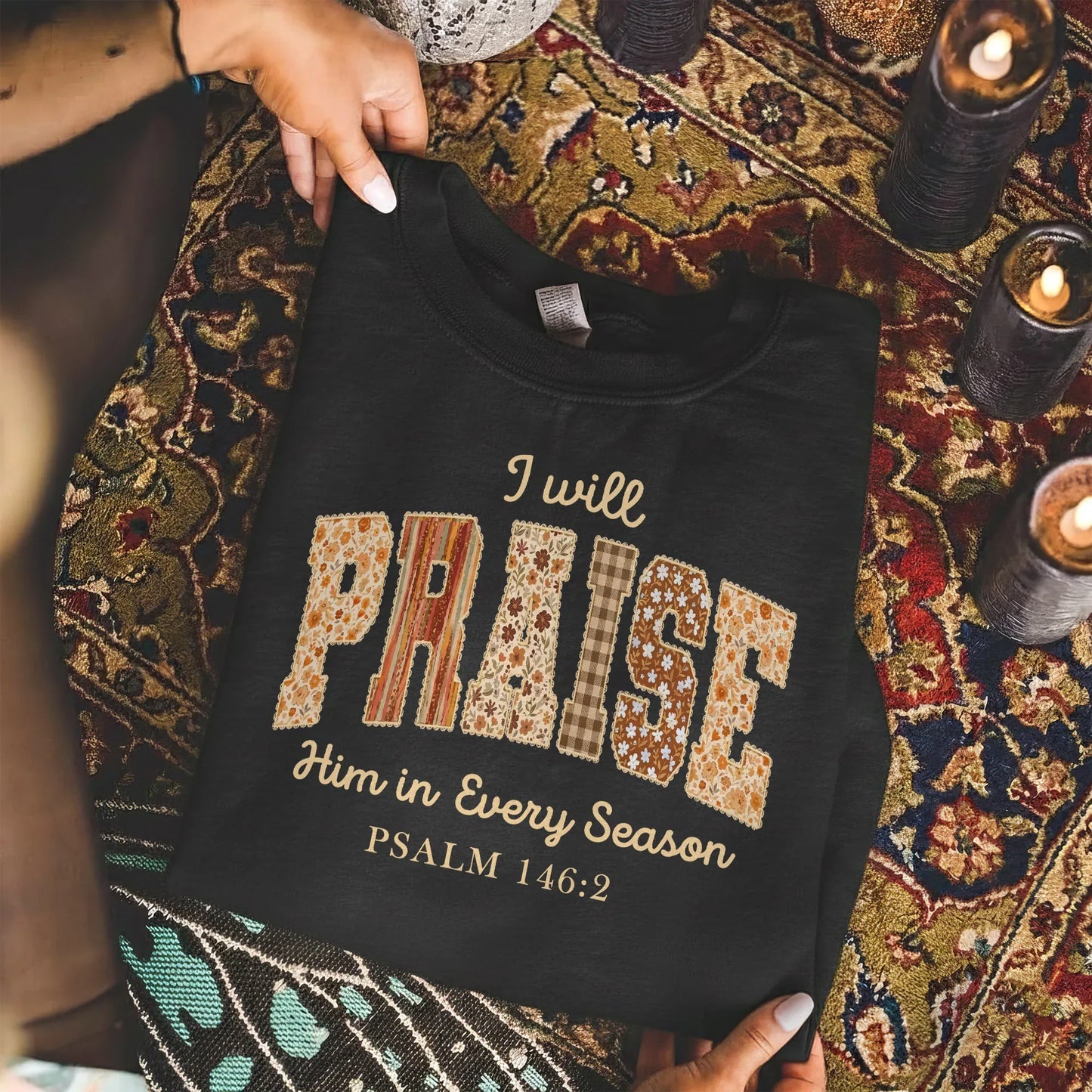 Praise Him in Every Season Psalm 146:2 - Christian Pattern - Unisex Tshirt / Hoodie / Sweatshirt - Faith Guided Life