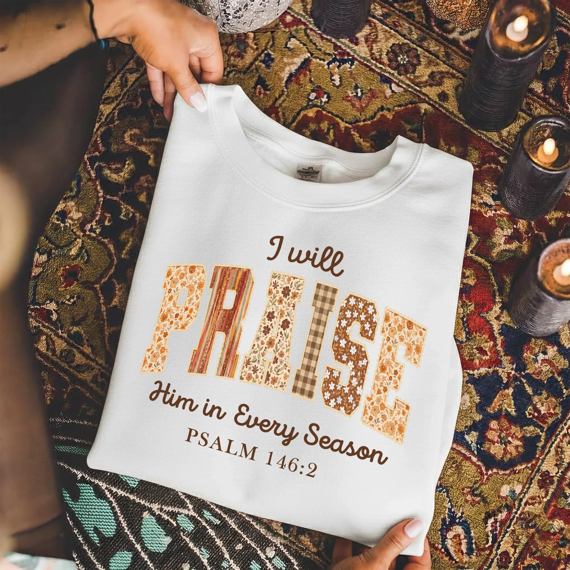 Praise Him in Every Season Psalm 146:2 - Christian Pattern - Unisex Tshirt / Hoodie / Sweatshirt - Faith Guided Life
