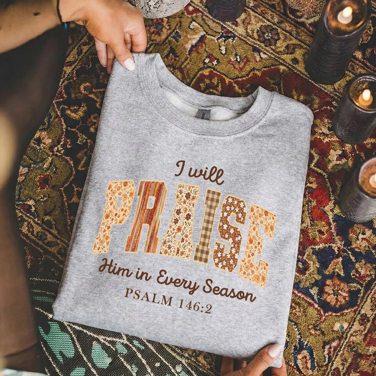 Praise Him in Every Season Psalm 146:2 - Christian Pattern - Unisex Tshirt / Hoodie / Sweatshirt - Faith Guided Life