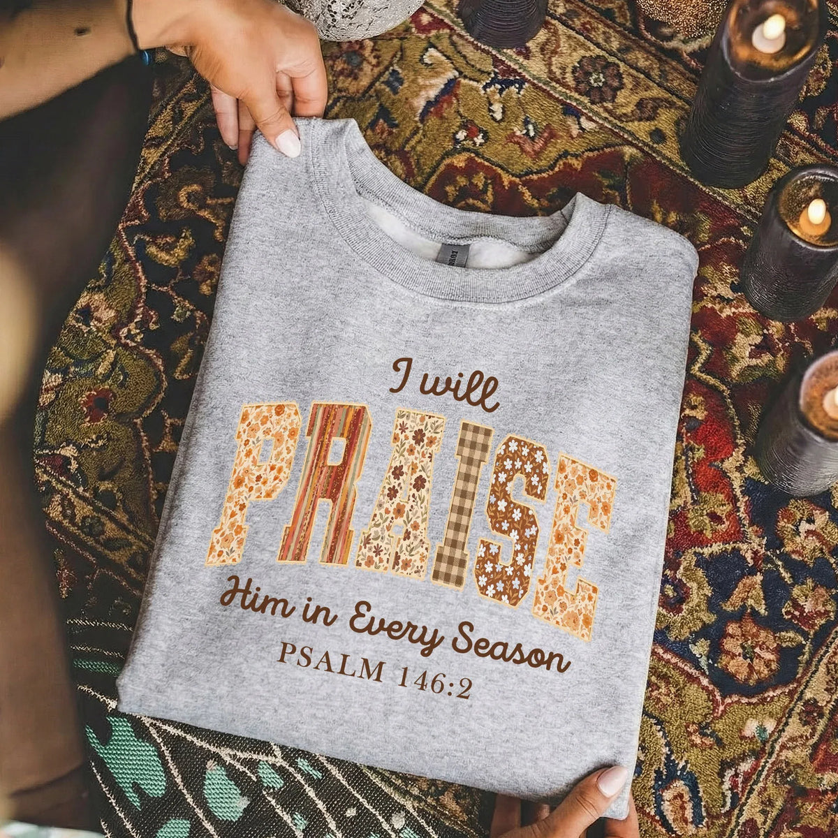 Praise Him in Every Season Psalm 146:2 - Christian Pattern - Unisex Tshirt / Hoodie / Sweatshirt - Faith Guided Life