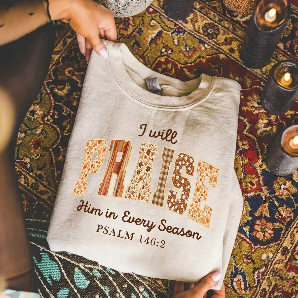 Praise Him in Every Season Psalm 146:2 - Christian Pattern - Unisex Tshirt / Hoodie / Sweatshirt - Faith Guided Life