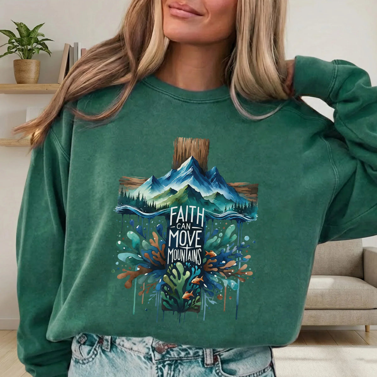 Faith Can Move Mountains Cross Landscape Design – Landscape of Creation – Unisex Tshirt / Hoodie / Sweatshirt - Faith Guided Life