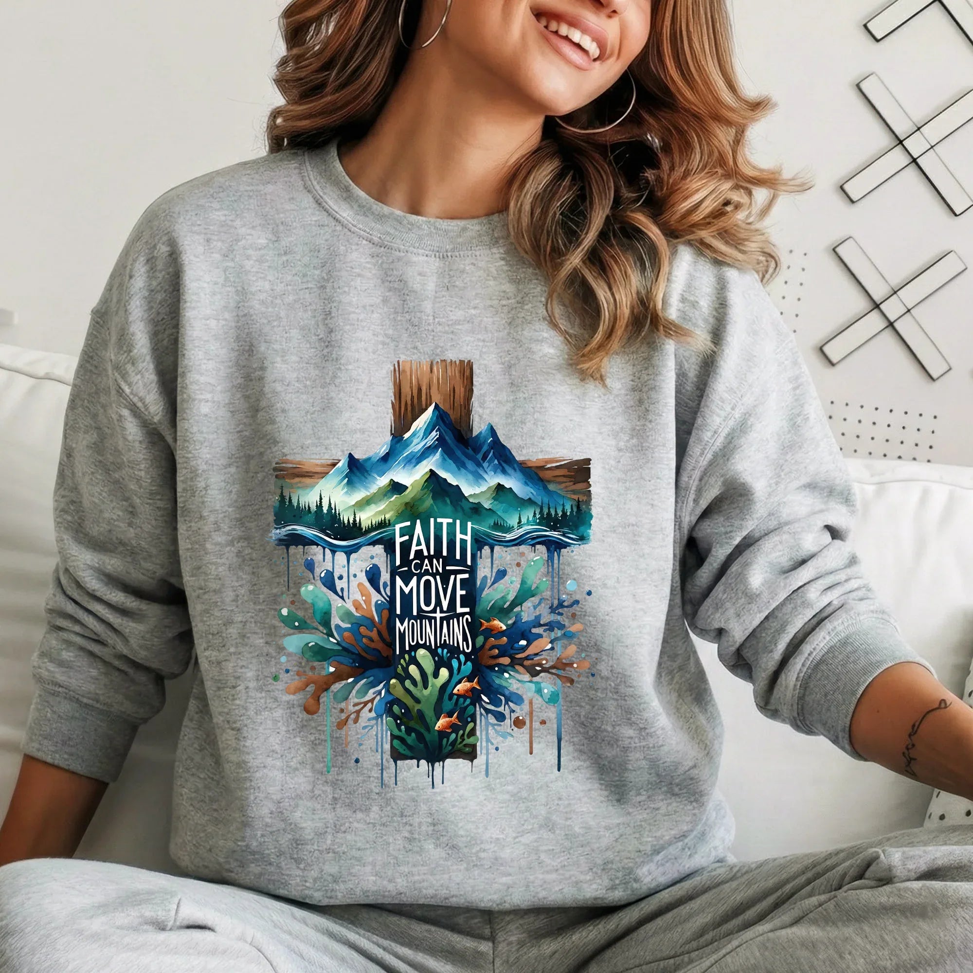 Faith Can Move Mountains Cross Landscape Design – Landscape of Creation – Unisex Tshirt / Hoodie / Sweatshirt - Faith Guided Life