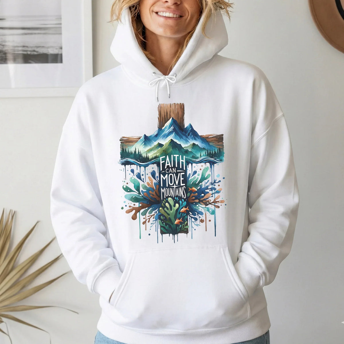 Faith Can Move Mountains Cross Landscape Design – Landscape of Creation – Unisex Tshirt / Hoodie / Sweatshirt - Faith Guided Life