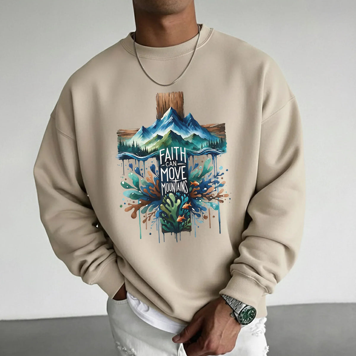 Faith Can Move Mountains Cross Landscape Design – Landscape of Creation – Unisex Tshirt / Hoodie / Sweatshirt - Faith Guided Life