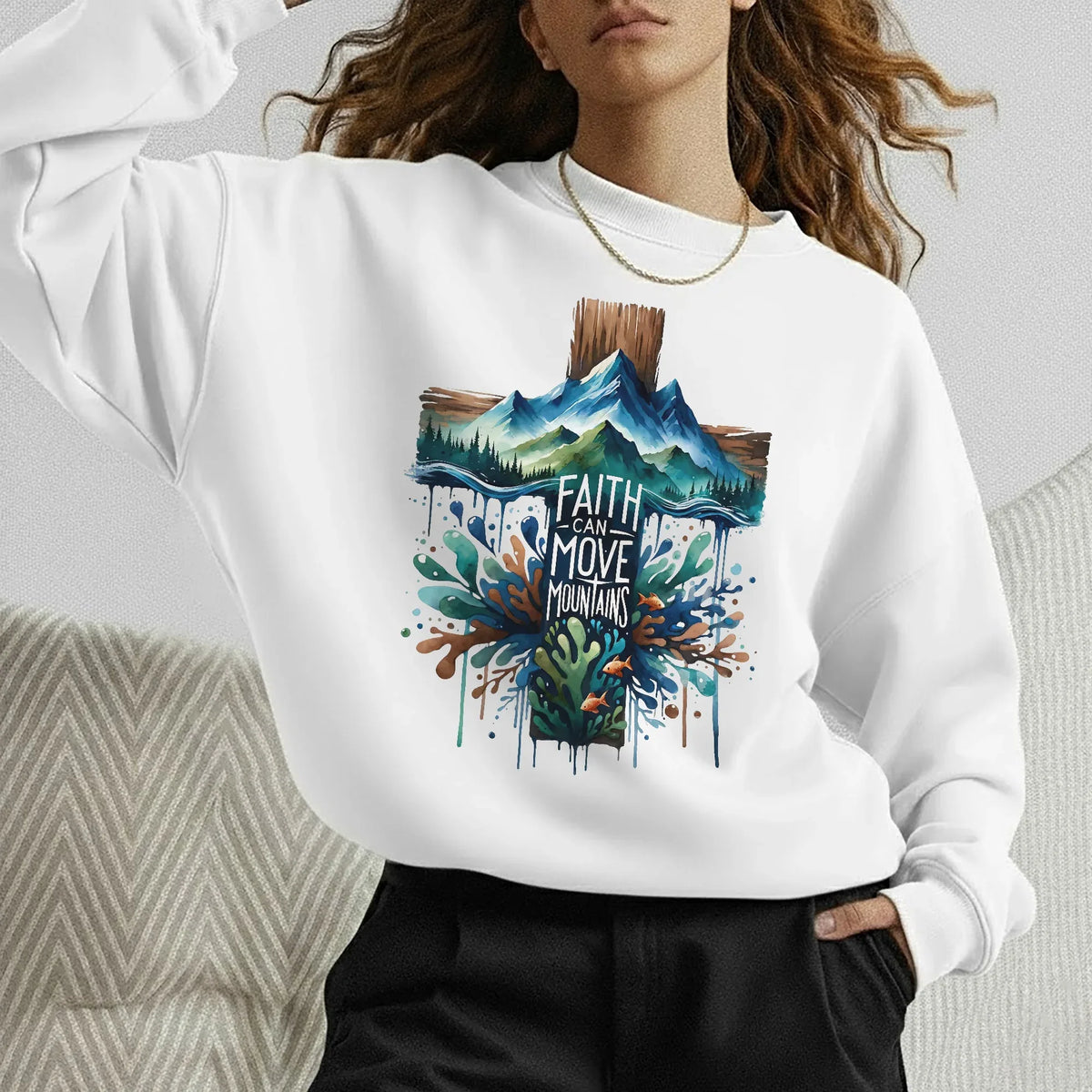 Faith Can Move Mountains Cross Landscape Design – Landscape of Creation – Unisex Tshirt / Hoodie / Sweatshirt - Faith Guided Life