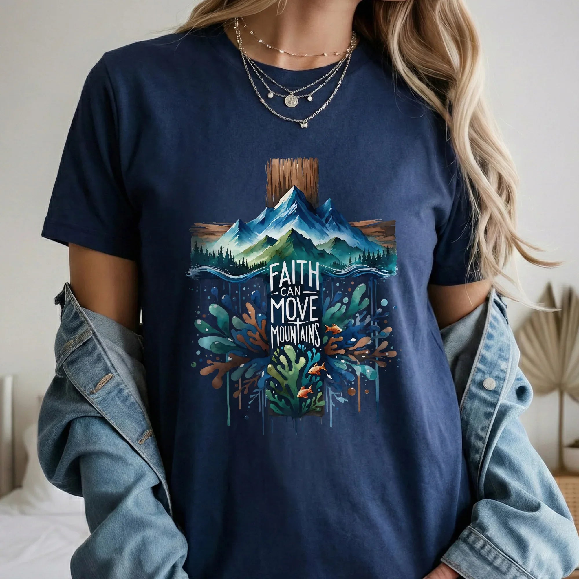Faith Can Move Mountains Cross Landscape Design – Landscape of Creation – Unisex Tshirt / Hoodie / Sweatshirt - Faith Guided Life