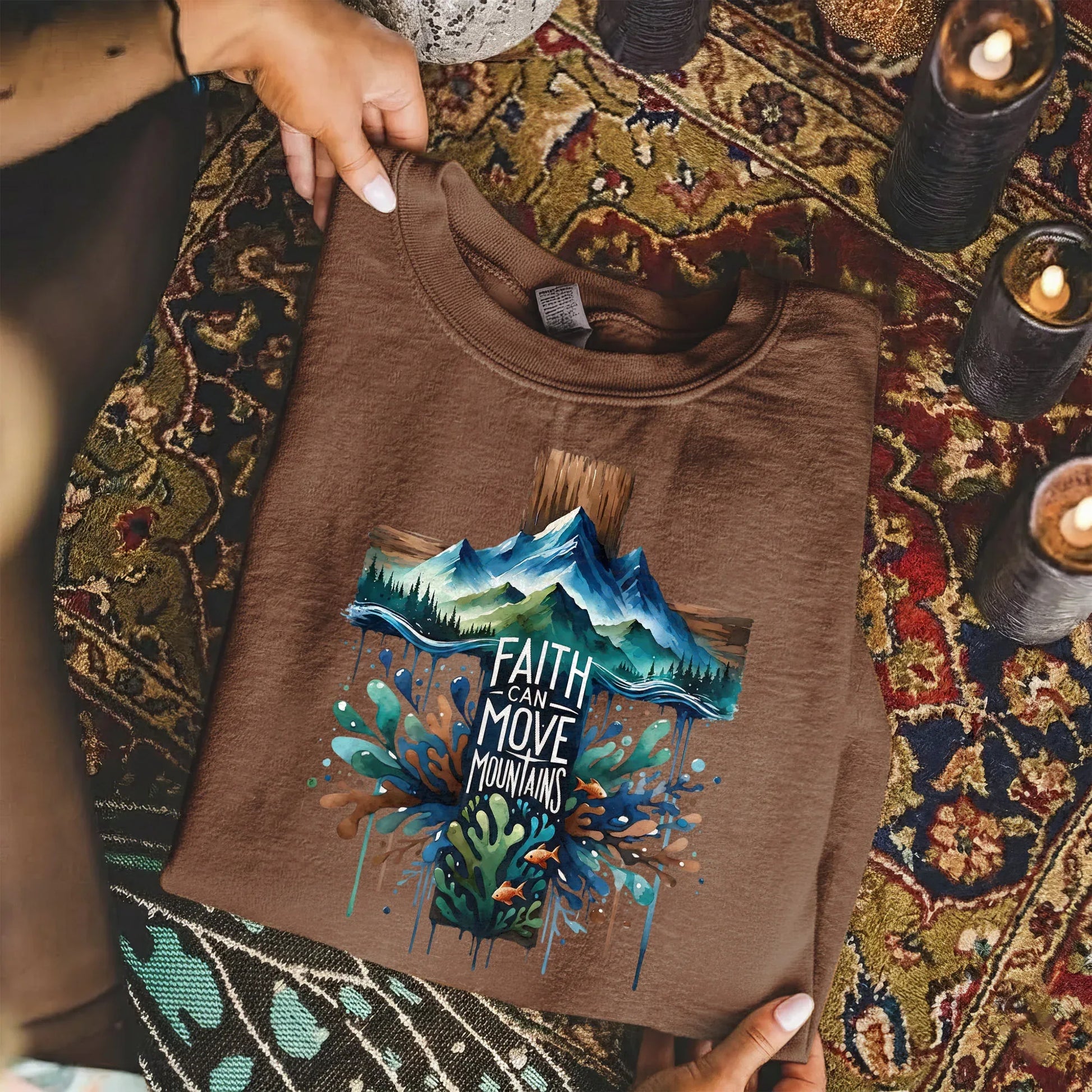 Faith Can Move Mountains Cross Landscape Design – Landscape of Creation – Unisex Tshirt / Hoodie / Sweatshirt - Faith Guided Life