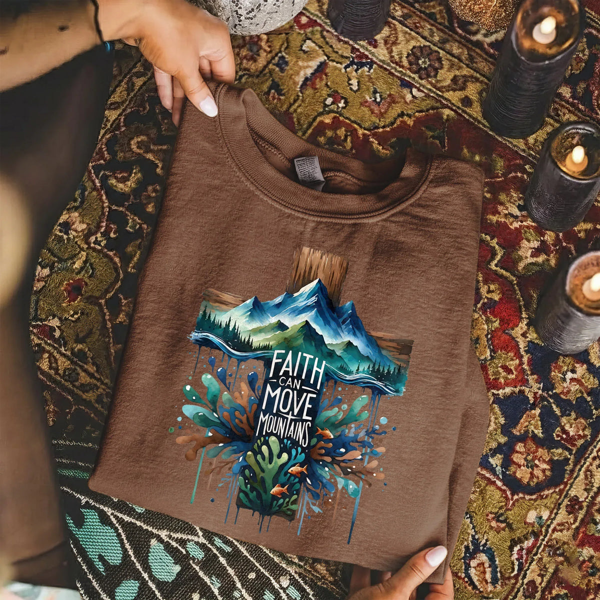 Faith Can Move Mountains Cross Landscape Design – Landscape of Creation – Unisex Tshirt / Hoodie / Sweatshirt - Faith Guided Life
