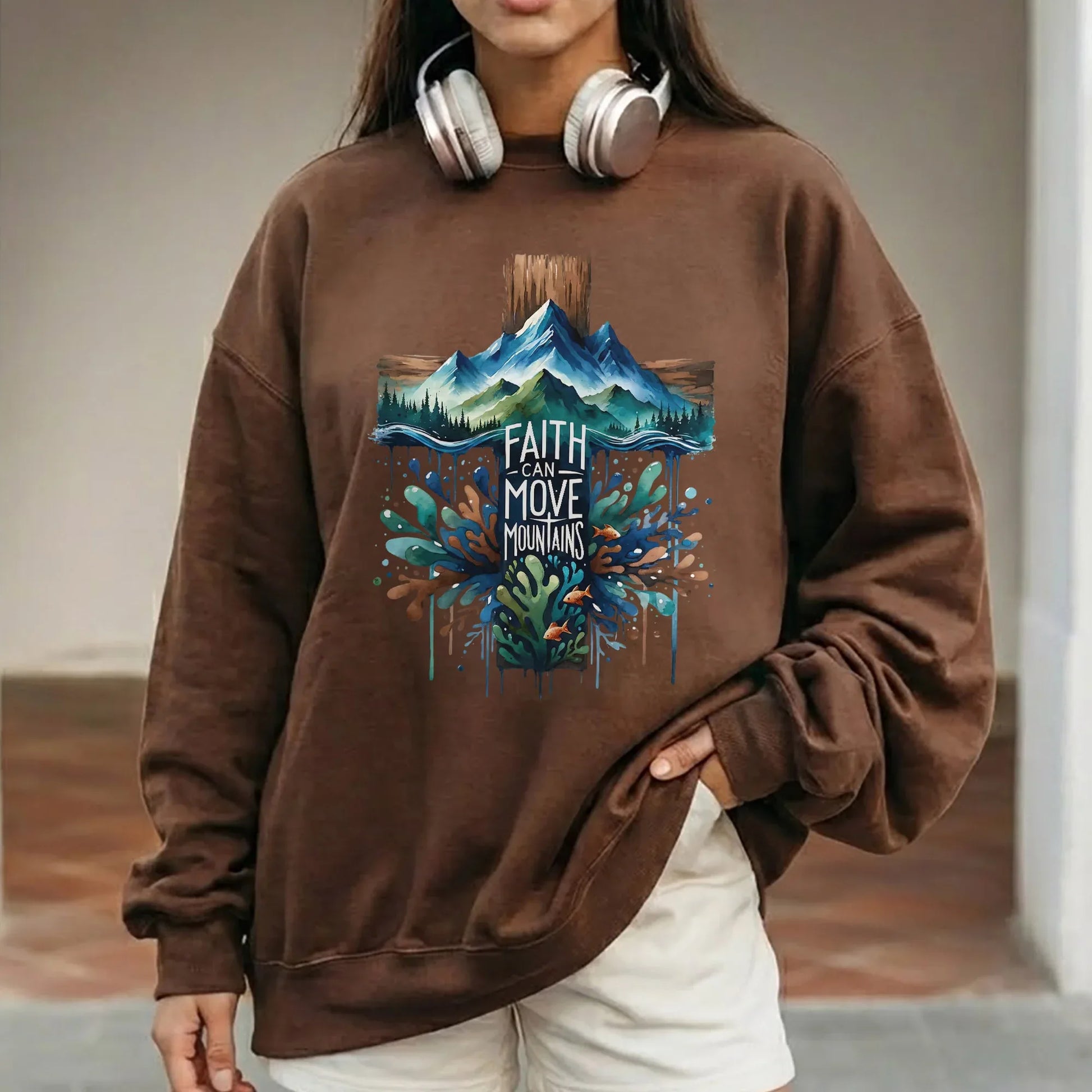 Faith Can Move Mountains Cross Landscape Design – Landscape of Creation – Unisex Tshirt / Hoodie / Sweatshirt - Faith Guided Life