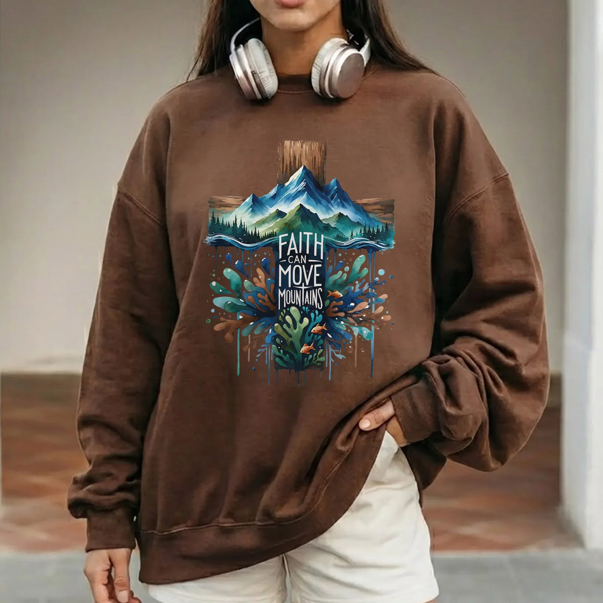 Faith Can Move Mountains Cross Landscape Design – Landscape of Creation – Unisex Tshirt / Hoodie / Sweatshirt - Faith Guided Life