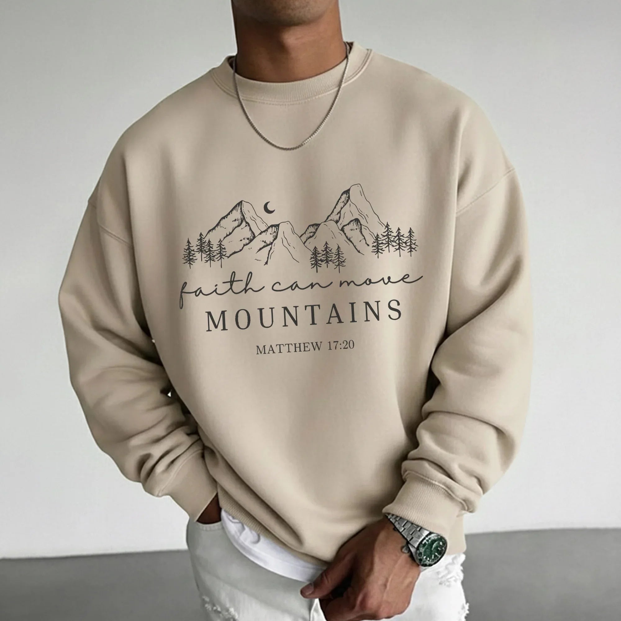 Faith Can Move Mountains Minimal Mountain Line Art – Landscape of Creation – Unisex Tshirt / Hoodie / Sweatshirt - Faith Guided Life