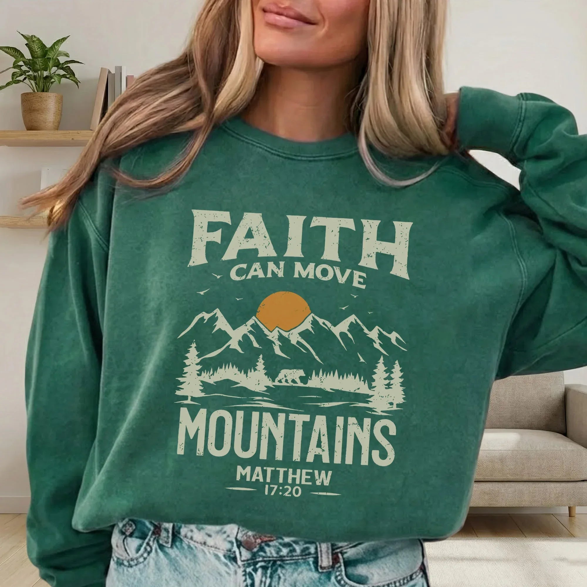 Faith Can Move Mountains Vintage Mountain Landscape – Landscape of Creation – Unisex Tshirt / Hoodie / Sweatshirt - Faith Guided Life