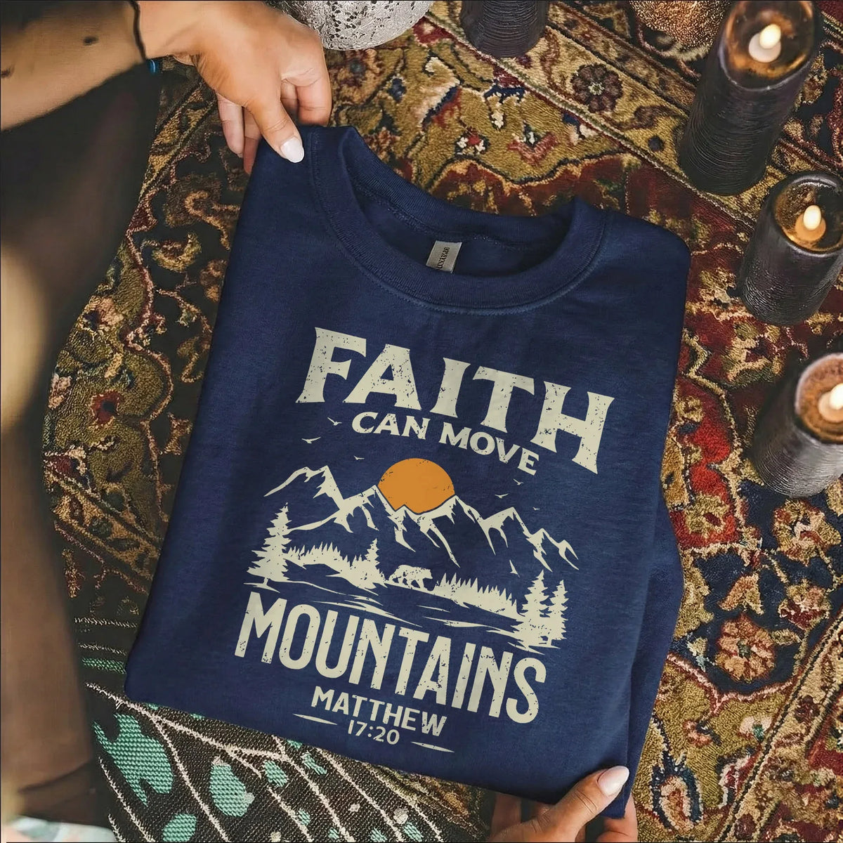 Faith Can Move Mountains Vintage Mountain Landscape – Landscape of Creation – Unisex Tshirt / Hoodie / Sweatshirt - Faith Guided Life
