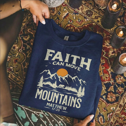 Faith Can Move Mountains Vintage Mountain Landscape – Landscape of Creation – Unisex Tshirt / Hoodie / Sweatshirt - Faith Guided Life