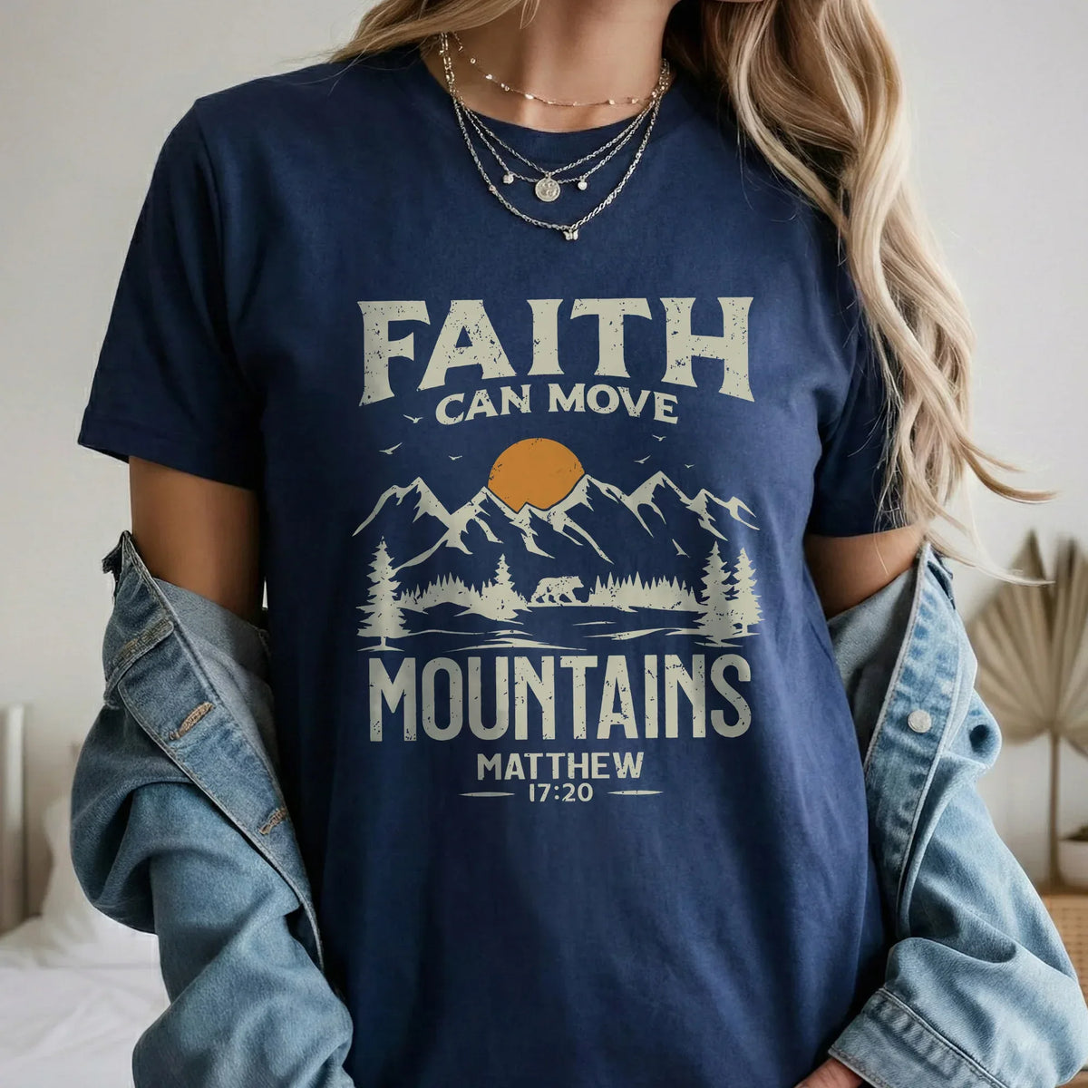 Faith Can Move Mountains Vintage Mountain Landscape – Landscape of Creation – Unisex Tshirt / Hoodie / Sweatshirt - Faith Guided Life