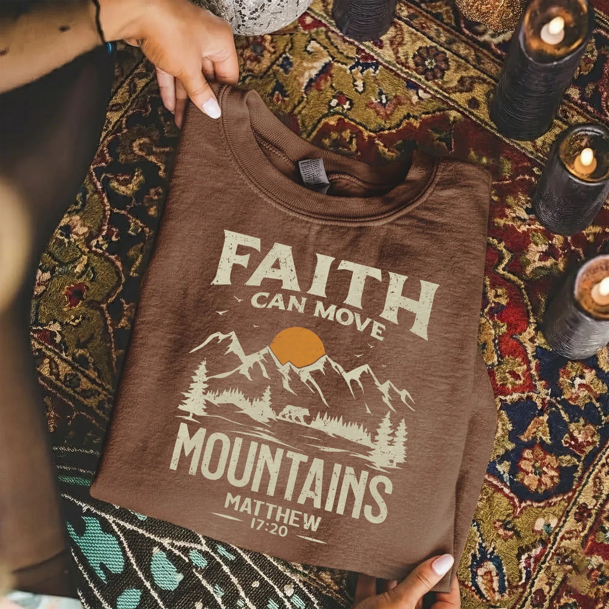 Faith Can Move Mountains Vintage Mountain Landscape – Landscape of Creation – Unisex Tshirt / Hoodie / Sweatshirt - Faith Guided Life