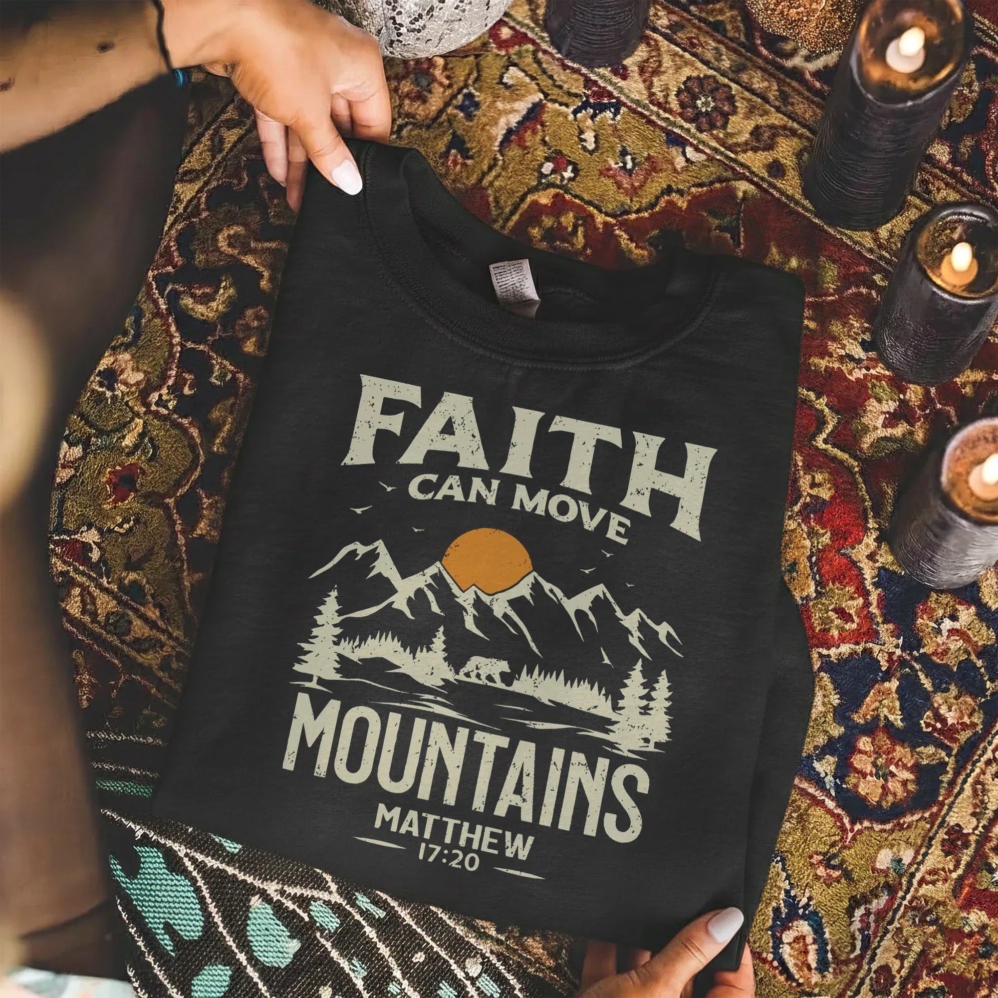 Faith Can Move Mountains Vintage Mountain Landscape – Landscape of Creation – Unisex Tshirt / Hoodie / Sweatshirt - Faith Guided Life