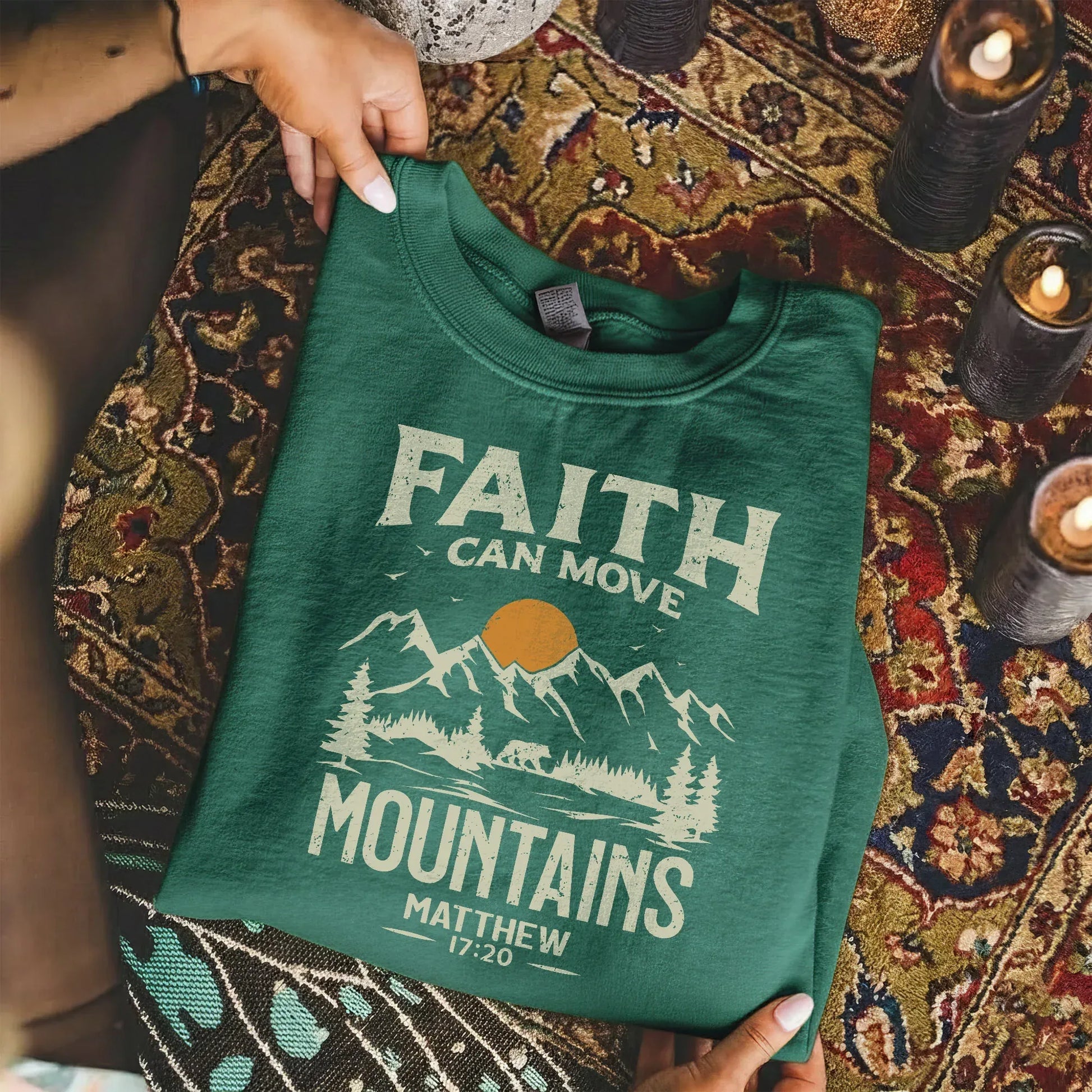Faith Can Move Mountains Vintage Mountain Landscape – Landscape of Creation – Unisex Tshirt / Hoodie / Sweatshirt - Faith Guided Life