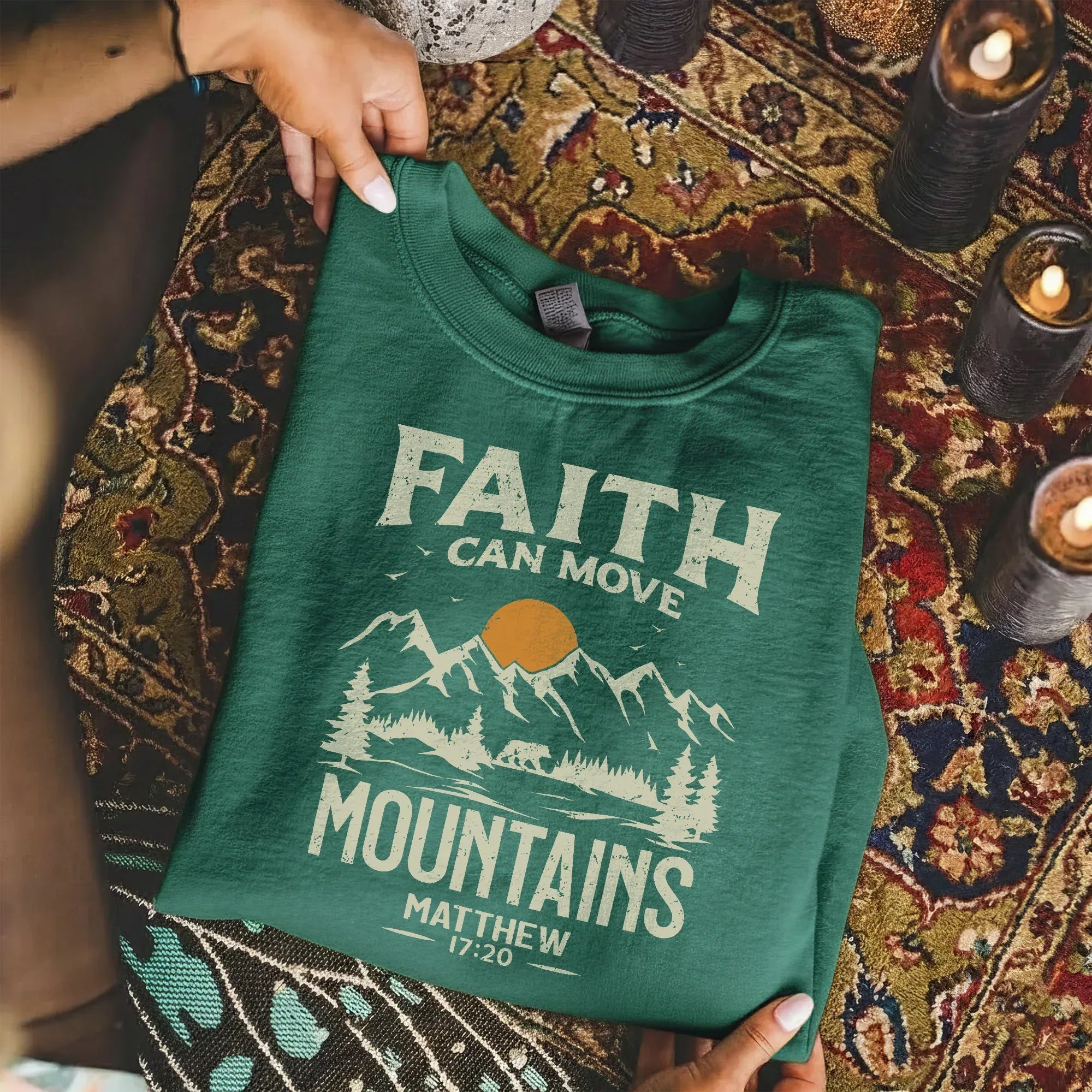 Faith Can Move Mountains Vintage Mountain Landscape – Landscape of Creation – Unisex Tshirt / Hoodie / Sweatshirt - Faith Guided Life