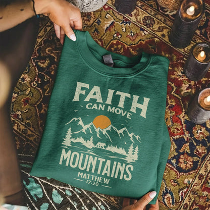 Faith Can Move Mountains Vintage Mountain Landscape – Landscape of Creation – Unisex Tshirt / Hoodie / Sweatshirt - Faith Guided Life