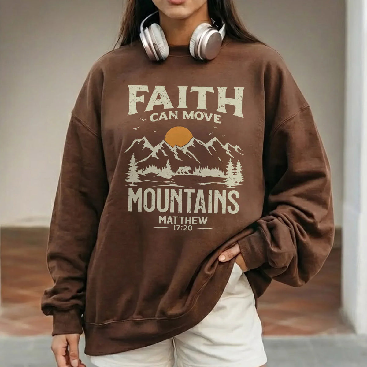 Faith Can Move Mountains Vintage Mountain Landscape – Landscape of Creation – Unisex Tshirt / Hoodie / Sweatshirt - Faith Guided Life