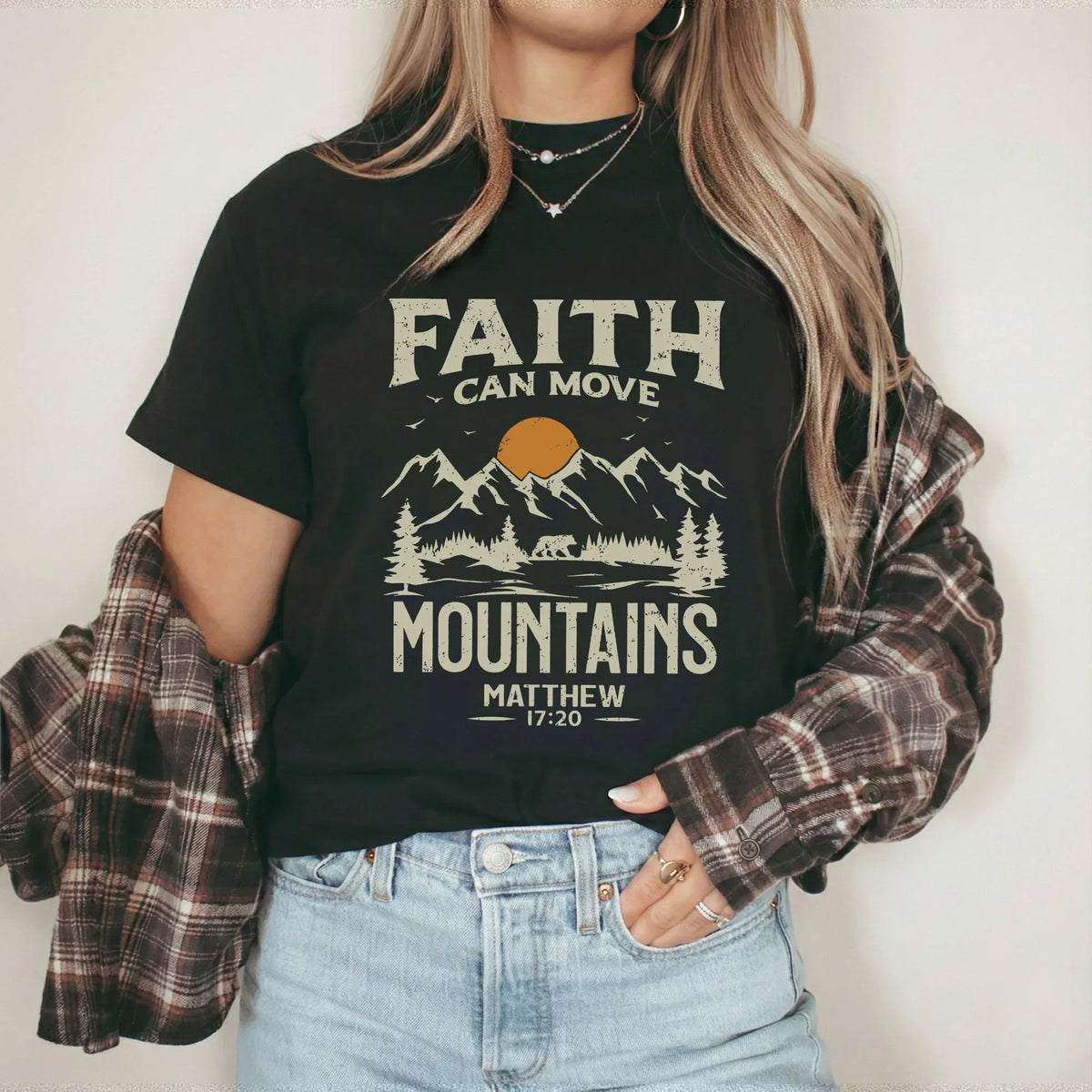 Faith Can Move Mountains Vintage Mountain Landscape – Landscape of Creation – Unisex Tshirt / Hoodie / Sweatshirt - Faith Guided Life