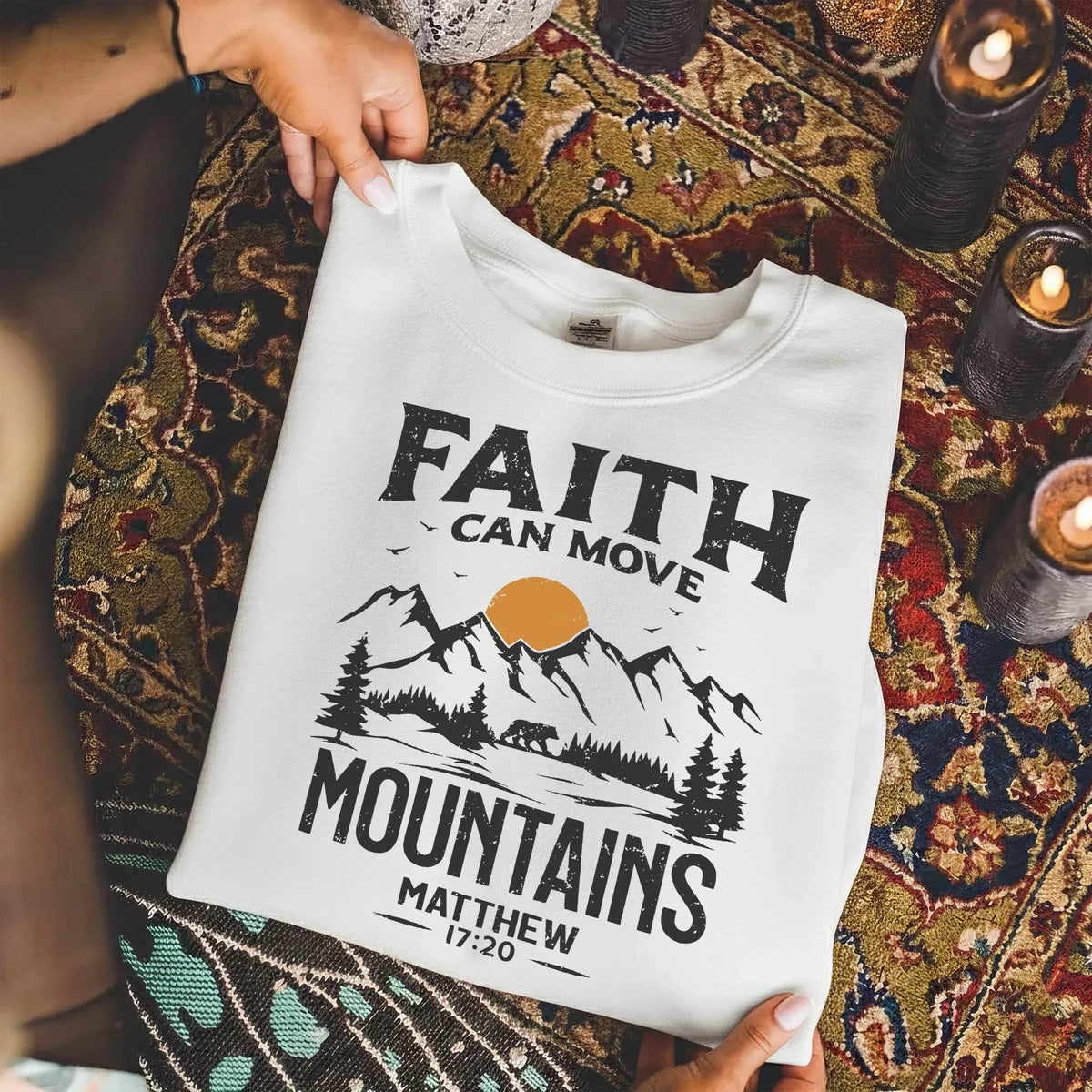 Faith Can Move Mountains Vintage Mountain Landscape – Landscape of Creation – Unisex Tshirt / Hoodie / Sweatshirt - Faith Guided Life