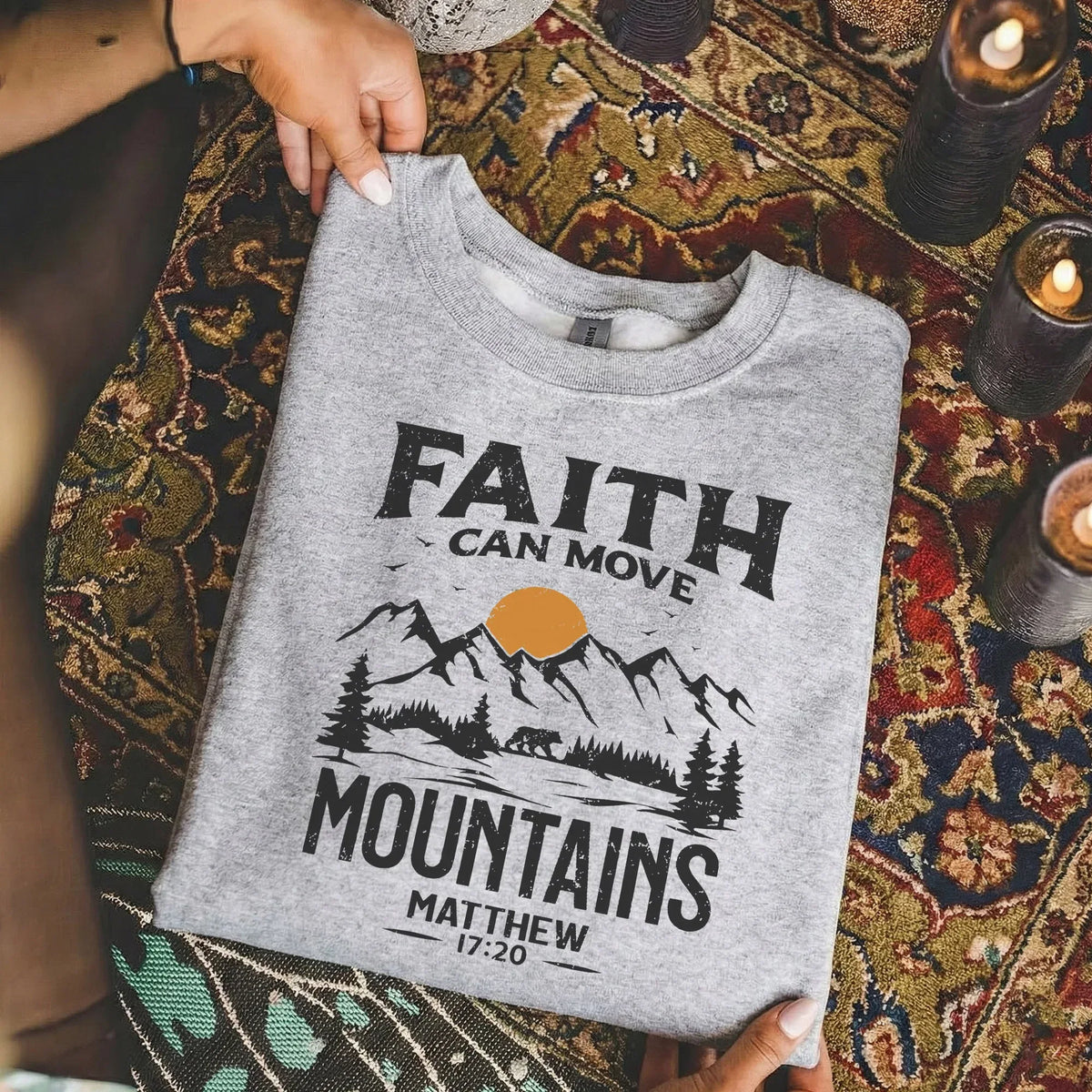 Faith Can Move Mountains Vintage Mountain Landscape – Landscape of Creation – Unisex Tshirt / Hoodie / Sweatshirt - Faith Guided Life