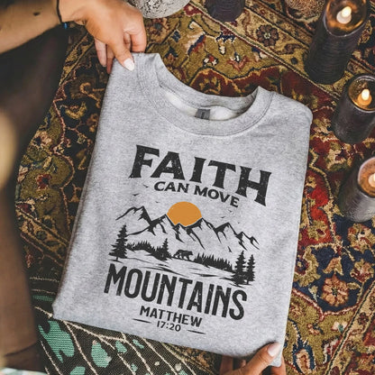 Faith Can Move Mountains Vintage Mountain Landscape – Landscape of Creation – Unisex Tshirt / Hoodie / Sweatshirt - Faith Guided Life