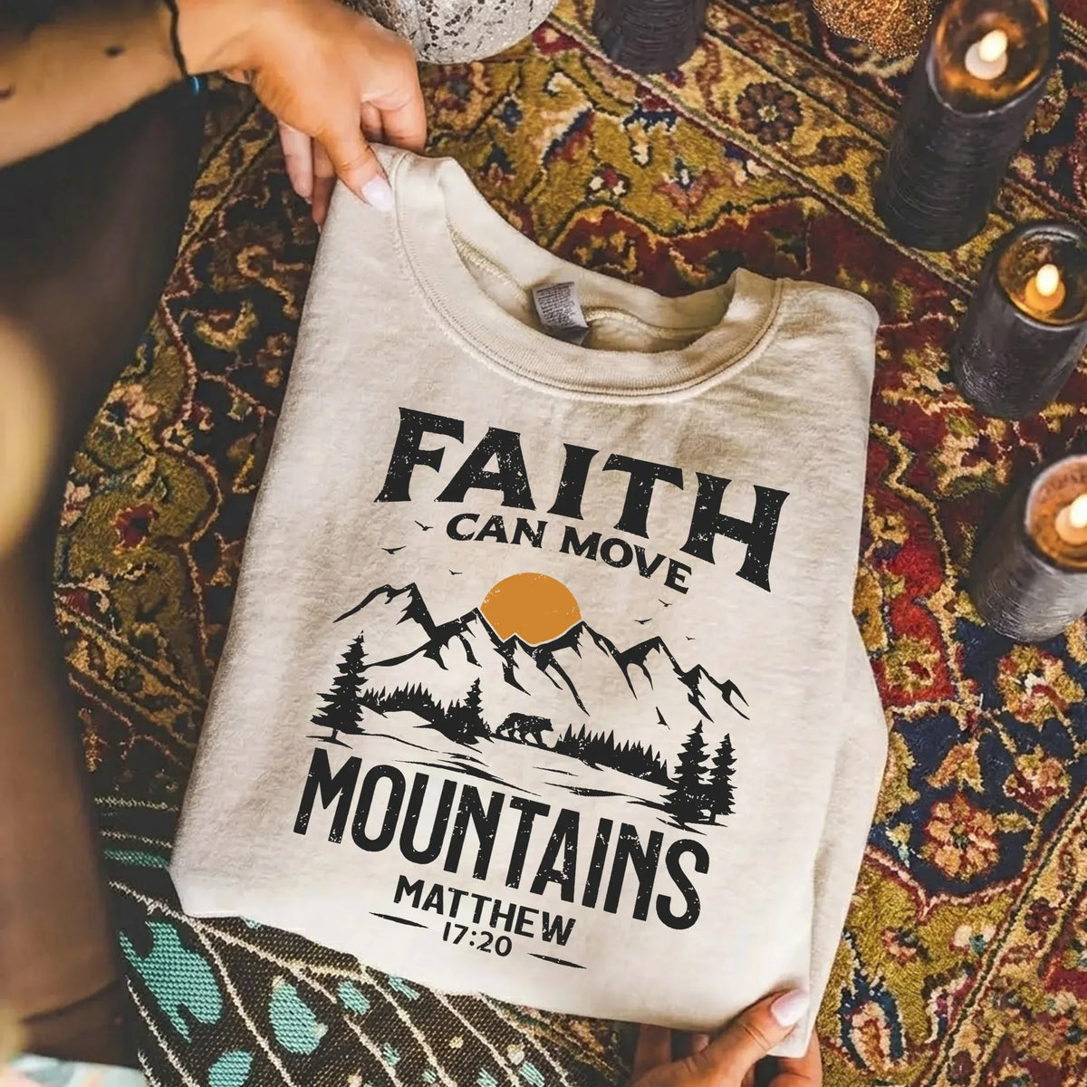 Faith Can Move Mountains Vintage Mountain Landscape – Landscape of Creation – Unisex Tshirt / Hoodie / Sweatshirt - Faith Guided Life