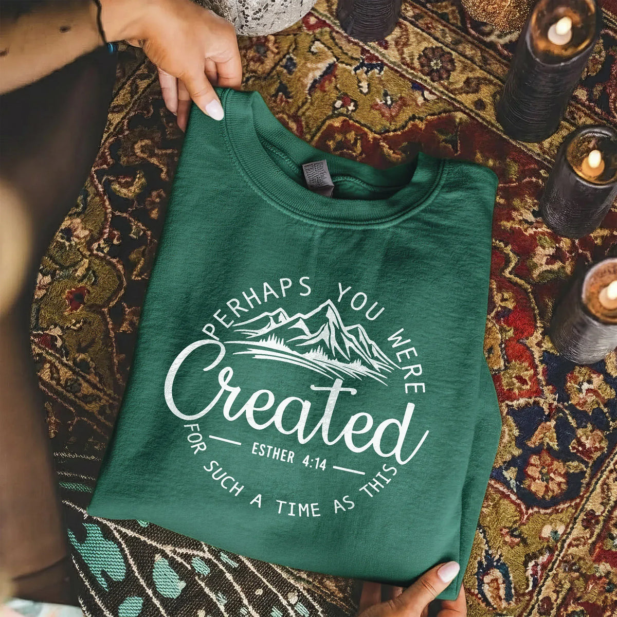 Perhaps You Were Created for Such a Time as This Scripture Landscape Design – Landscape of Creation – Unisex Tshirt / Hoodie / Sweatshirt - Faith Guided Life